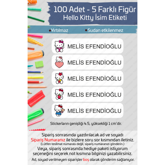 100 Adet Hello Kitty İsme Özel Okul Etiketi Kalem Defter Özel İsim Yazılabilen Sticker P1 100 Adet Hello Kitty İsme Özel Okul Etiketi Kalem Defter Özel İsim Yazılabilen Sticker P1