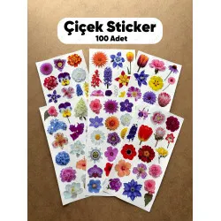 100 Adet Renkli Çiçek Sticker Seti Ajanda Planner Bullet Journal Sanat Flower Etiket Çıkartma