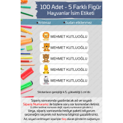 100 Adet Sevimli Hayvanlar İsme Özel Okul Etiketi Kalem Defter Özel İsim Yazılabilen Sticker P1