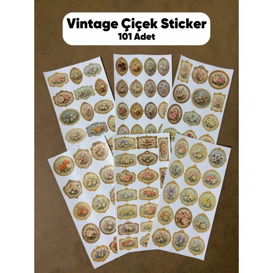 101 Adet Vintage Çiçek Temalı Sticker Seti Planner Ajanda Art Laptop Telefon Bullet Journal Etiket 101 Adet Vintage Çiçek Temalı Sticker Seti Planner Ajanda Art Laptop Telefon Bullet Journal Etiket