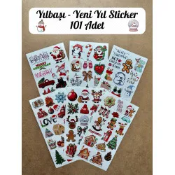 101 Adet Yılbaşı, Yeni Yıl Temalı Sticker Seti - Noel, Kardan Adam, Çam Ağacı, Hediye Paketi, Etiket