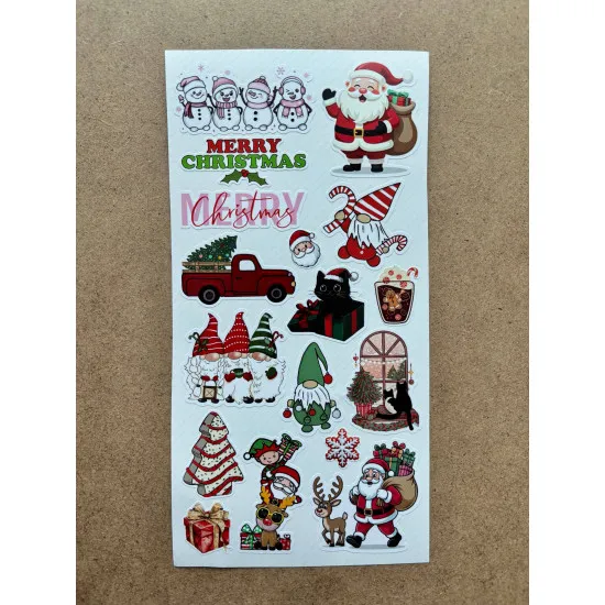 101 Adet Yılbaşı, Yeni Yıl Temalı Sticker Seti - Noel, Kardan Adam, Çam Ağacı, Hediye Paketi, Etiket