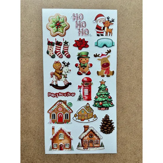 101 Adet Yılbaşı, Yeni Yıl Temalı Sticker Seti - Noel, Kardan Adam, Çam Ağacı, Hediye Paketi, Etiket