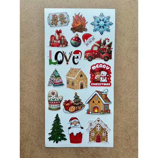 101 Adet Yılbaşı, Yeni Yıl Temalı Sticker Seti - Noel, Kardan Adam, Çam Ağacı, Hediye Paketi, Etiket