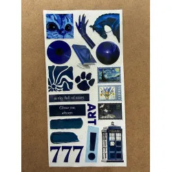 107 Adet Mavi Temalı Sticker Seti Ajanda Planner Bullet Journal Sanat Art Blue Etiket Çıkartma