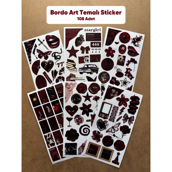 108 Adet Bordo Temalı Sticker Seti Ajanda Planner Bullet Journal Sanat Art Cherry Etiket Çıkartma 108 Adet Bordo Temalı Sticker Seti Ajanda Planner Bullet Journal Sanat Art Cherry Etiket Çıkartma