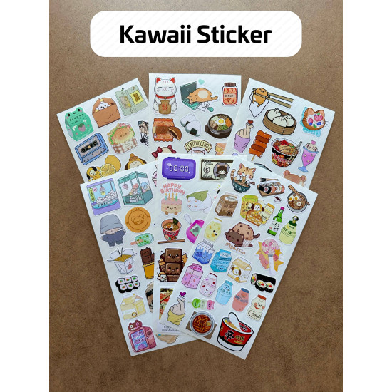 108 Adet Kawaii Sevimli Sticker Seti - Bullet Journal, Defter, Laptop Süsleme İçin Renkli Etiket Set