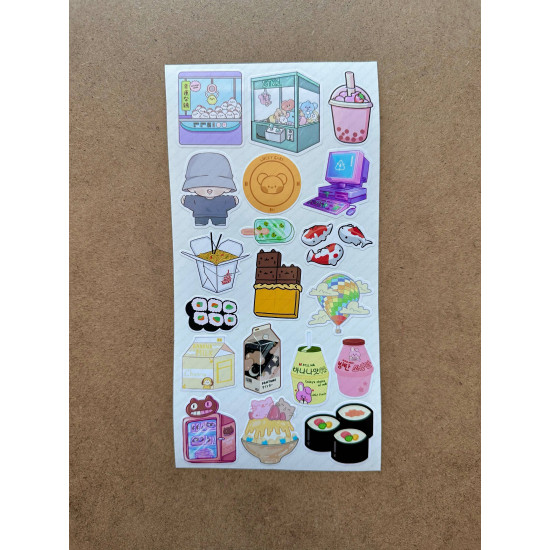 108 Adet Kawaii Sevimli Sticker Seti - Bullet Journal, Defter, Laptop Süsleme İçin Renkli Etiket Set