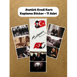 11 Adet Atatürk Kredi Kartı Banka Akbil Ulaşım Öğrenci Kart Kaplama Etiket Sticker Çıkartma Seti