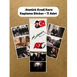 11 Adet Atatürk Kredi Kartı Banka Akbil Ulaşım Öğrenci Kart Kaplama Etiket Sticker Çıkartma Seti