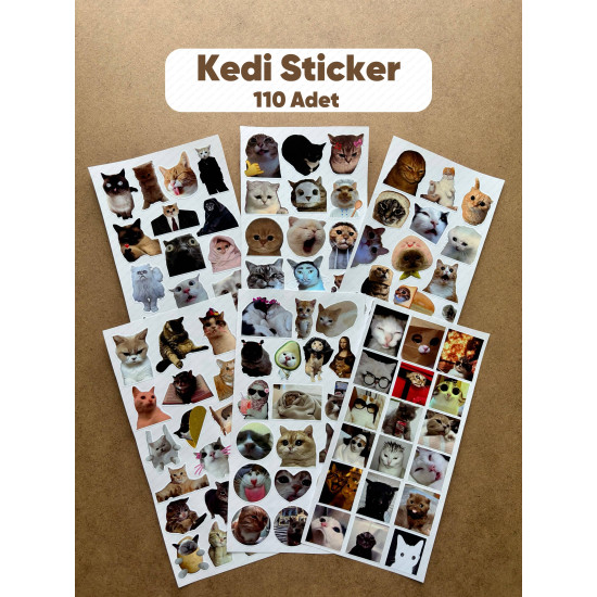 110 Adet Komik Kedi Temalı Sticker Seti Planner, Ajanda, Laptop Uyumlu Eğlenceli Kediler Mini Etiket 110 Adet Komik Kedi Temalı Sticker Seti Planner, Ajanda, Laptop Uyumlu Eğlenceli Kediler Mini Etiket