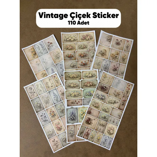 110 Adet Vintage Çiçek Temalı Sticker Seti Planner Ajanda Art Laptop Telefon Bullet Journal Etiket 110 Adet Vintage Çiçek Temalı Sticker Seti Planner Ajanda Art Laptop Telefon Bullet Journal Etiket