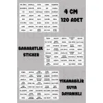 120 Adet Baharat Bakliyat Kuruyemiş Kavanoz Saklama Kabı Banyo Etiketi Sticker Düzenleyici Erzak P1