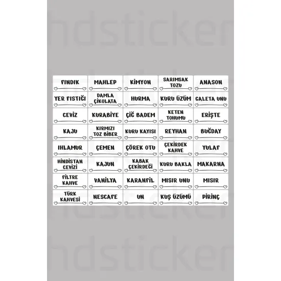 120 Adet Baharat Bakliyat Kuruyemiş Kavanoz Saklama Kabı Banyo Etiketi Sticker Düzenleyici Erzak P1
