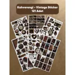 121 Adet Kahverengi Temalı Sticker Seti Ajanda Planner Vintage Retro Bullet Journal Sanat Art Brown Etiket Çıkartma