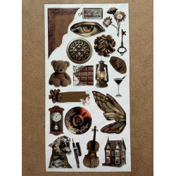 121 Adet Kahverengi Temalı Sticker Seti Ajanda Planner Vintage Retro Bullet Journal Sanat Art Brown Etiket Çıkartma