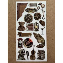 121 Adet Kahverengi Temalı Sticker Seti Ajanda Planner Vintage Retro Bullet Journal Sanat Art Brown Etiket Çıkartma