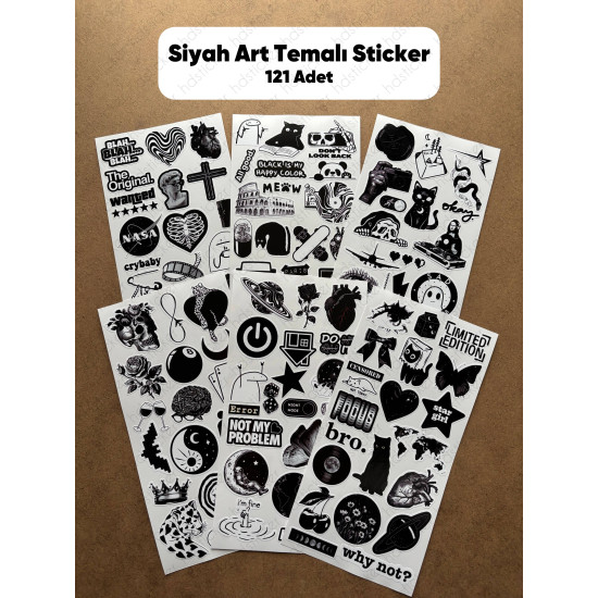 121 Adet Siyah Temalı Sticker Seti Ajanda Planner Bullet Journal Sanat Art Black Etiket Çıkartma 121 Adet Siyah Temalı Sticker Seti Ajanda Planner Bullet Journal Sanat Art Black Etiket Çıkartma