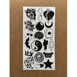 121 Adet Siyah Temalı Sticker Seti Ajanda Planner Bullet Journal Sanat Art Black Etiket Çıkartma