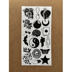 121 Adet Siyah Temalı Sticker Seti Ajanda Planner Bullet Journal Sanat Art Black Etiket Çıkartma