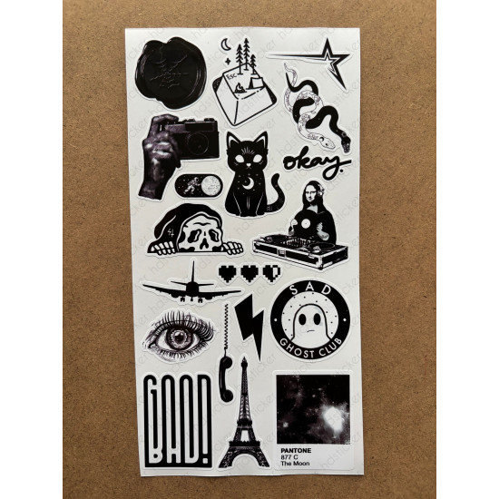 121 Adet Siyah Temalı Sticker Seti Ajanda Planner Bullet Journal Sanat Art Black Etiket Çıkartma 121 Adet Siyah Temalı Sticker Seti Ajanda Planner Bullet Journal Sanat Art Black Etiket Çıkartma