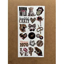 124 Adet Leopar Temalı Sticker Seti Ajanda Planner Bullet Journal Laptop Telefon Etiket Çıkartma