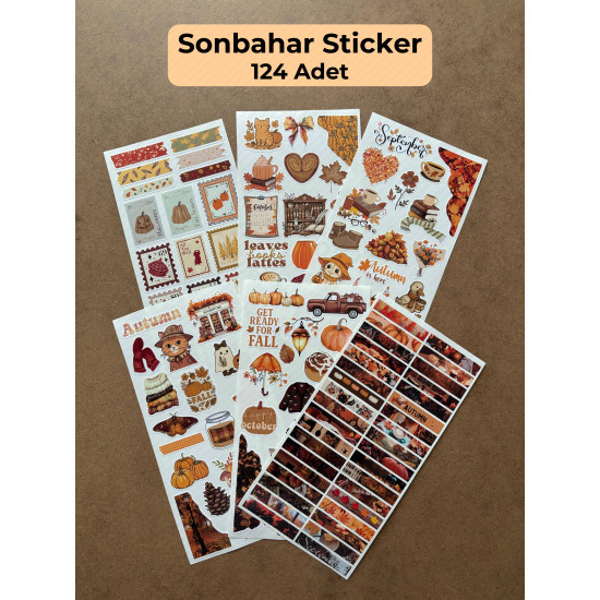 124 Adet Sonbahar Temalı Estetik Sticker Seti - Kahve, Yaprak, Balkabağı Bullet Journal Washi Etiket 124 Adet Sonbahar Temalı Estetik Sticker Seti - Kahve, Yaprak, Balkabağı Bullet Journal Washi Etiket