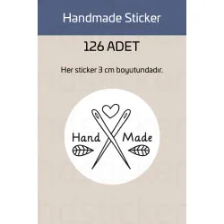 126 Adet Handmade El Yapımı Süsleme Paketleme Ambalaj Temalı Sticker Seti Etiket 3 CM P1