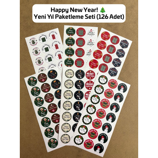 126 Adet Mutlu Yıllar Yılbaşı Temalı Yeni Yıl Sticker Etiket Hediye Paketleme Ambalaj Süsleme P2 126 Adet Mutlu Yıllar Yılbaşı Temalı Yeni Yıl Sticker Etiket Hediye Paketleme Ambalaj Süsleme P2