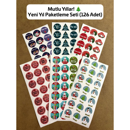 126 Adet Yılbaşı Yeni Yıl Mutlu Yıllar Sticker Etiket Hediye Paketleme Ambalaj Süsleme Dekor P10 126 Adet Yılbaşı Yeni Yıl Mutlu Yıllar Sticker Etiket Hediye Paketleme Ambalaj Süsleme Dekor P10