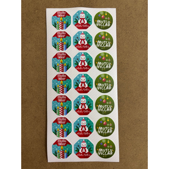 126 Adet Yılbaşı Yeni Yıl Mutlu Yıllar Sticker Etiket Hediye Paketleme Ambalaj Süsleme Dekor P10 126 Adet Yılbaşı Yeni Yıl Mutlu Yıllar Sticker Etiket Hediye Paketleme Ambalaj Süsleme Dekor P10