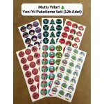 126 Adet Yılbaşı Yeni Yıl Mutlu Yıllar Sticker Etiket Hediye Paketleme Ambalaj Süsleme Dekor P10