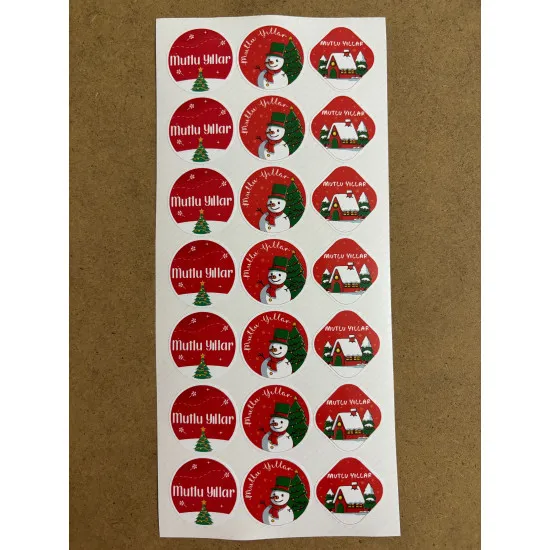 126 Adet Yılbaşı Yeni Yıl Mutlu Yıllar Sticker Etiket Hediye Paketleme Ambalaj Süsleme Dekor P10