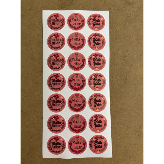 126 Adet Yılbaşı Yeni Yıl Mutlu Yıllar Sticker Etiket Hediye Paketleme Ambalaj Süsleme Dekor P10