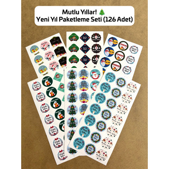 126 Adet Yılbaşı Yeni Yıl Mutlu Yıllar Sticker Etiket Seti Hediye Paketleme Ambalaj Süsleme P1 126 Adet Yılbaşı Yeni Yıl Mutlu Yıllar Sticker Etiket Seti Hediye Paketleme Ambalaj Süsleme P1