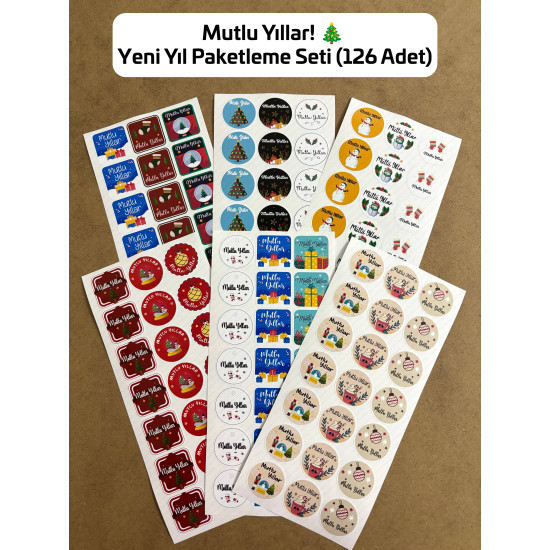 126 Adet Yılbaşı Yeni Yıl Sticker Etiket Seti Hediye Paketleme Mutlu Yıllar Ambalaj Dekor P8 126 Adet Yılbaşı Yeni Yıl Sticker Etiket Seti Hediye Paketleme Mutlu Yıllar Ambalaj Dekor P8