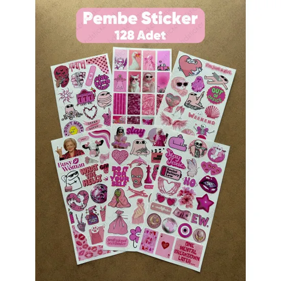 128 Adet Pembe Temalı Sticker Ajanda Planner Bullet Journal Sanat Art Pink Estetik Etiket Çıkartma 128 Adet Pembe Temalı Sticker Ajanda Planner Bullet Journal Sanat Art Pink Estetik Etiket Çıkartma
