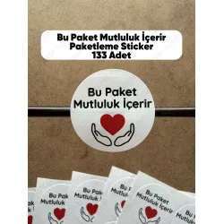 133 Adet Bu Paket Mutluluk İçerir Teşekkür Etiketi Hediye Paketleme Sticker Yapışkanlı Çıkartma