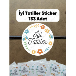 133 Adet İyi Tatiller Yapışkanlı Sticker Karne Öğretmen Etiketi Okul Hediye Başarı Ödül Çıkartma