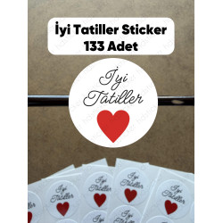 133 Adet İyi Tatiller Yapışkanlı Sticker Karne Öğretmen Etiketi Okul Hediye Karne Süsü Çıkartması