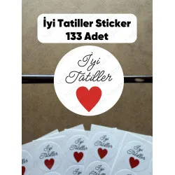 133 Adet İyi Tatiller Yapışkanlı Sticker Karne Öğretmen Etiketi Okul Hediye Karne Süsü Çıkartması