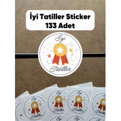 133 Adet İyi Tatiller Yapışkanlı Sticker Karne Öğretmen Etiketi Okul Hediye Paketleme Çıkartması