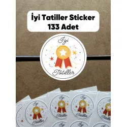 133 Adet İyi Tatiller Yapışkanlı Sticker Karne Öğretmen Etiketi Okul Hediye Paketleme Çıkartması