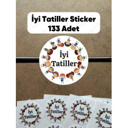 133 Adet İyi Tatiller Yapışkanlı Sticker Karne Öğretmen Etiketi Okul Hediye Tebrik Çıkartmaları