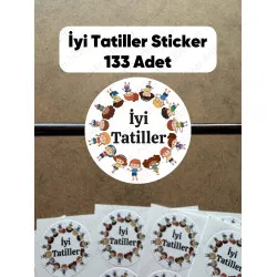 133 Adet İyi Tatiller Yapışkanlı Sticker Karne Öğretmen Etiketi Okul Hediye Tebrik Çıkartmaları