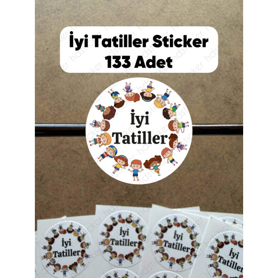133 Adet İyi Tatiller Yapışkanlı Sticker Karne Öğretmen Etiketi Okul Hediye Tebrik Çıkartmaları