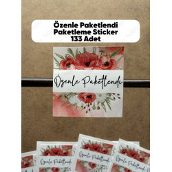 133 Adet Özenle Paketlendi Teşekkür Etiketi Hediye Paketi Paketleme Sticker Yapışkanlı Çıkartma