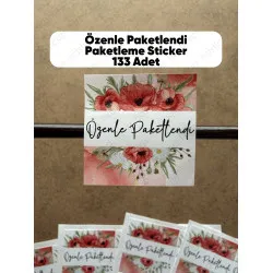 133 Adet Özenle Paketlendi Teşekkür Etiketi Hediye Paketi Paketleme Sticker Yapışkanlı Çıkartma