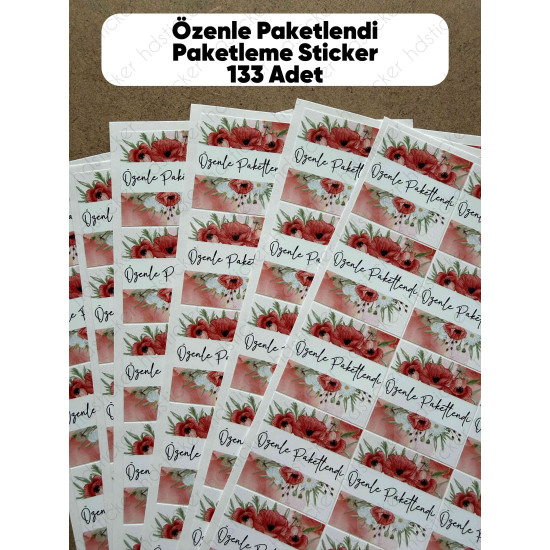 133 Adet Özenle Paketlendi Teşekkür Etiketi Hediye Paketi Paketleme Sticker Yapışkanlı Çıkartma 133 Adet Özenle Paketlendi Teşekkür Etiketi Hediye Paketi Paketleme Sticker Yapışkanlı Çıkartma