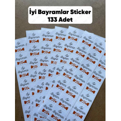 133 Adet Şeker Temalı İyi Bayramlar Sticker Ramazan Kurban Bayramı Çikolata Hediye Ambalaj Etiketi